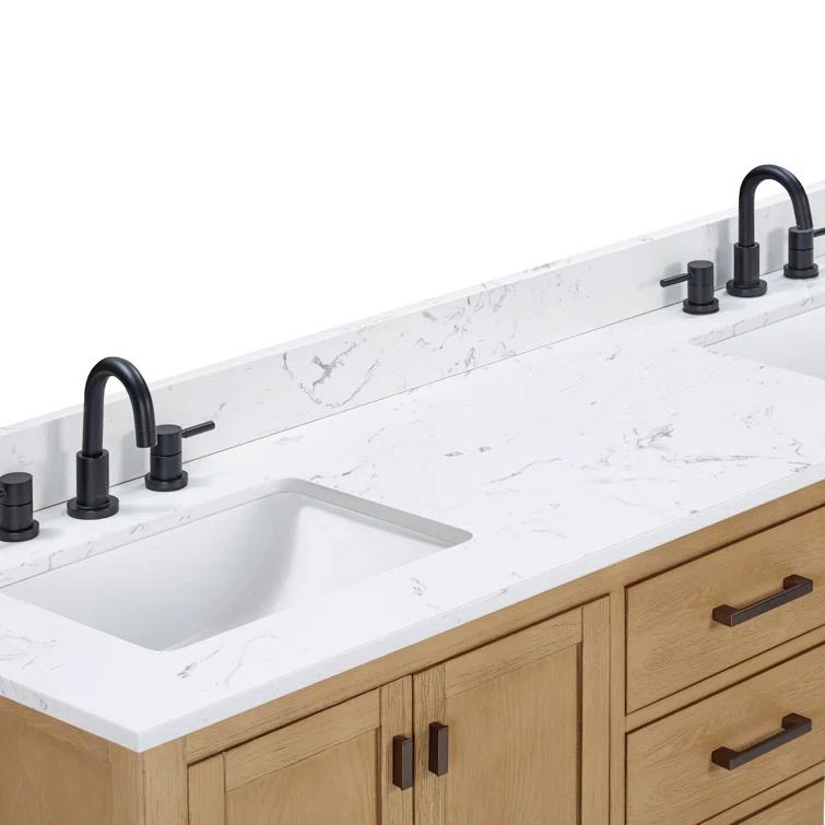 Modero 73" White Engineered Wood Double Vanity with Stone Top
