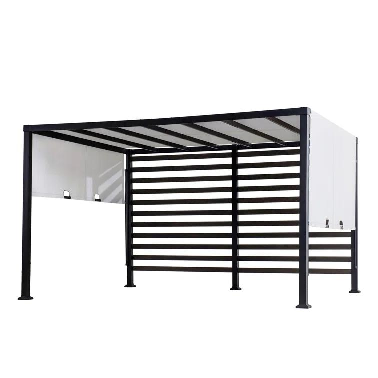 Sunjoy Sunjoy Outdoor Pergola 10 x 12 ft. Steel Pergolas with White Adjustable Shade and Privacy Screen for Backyard