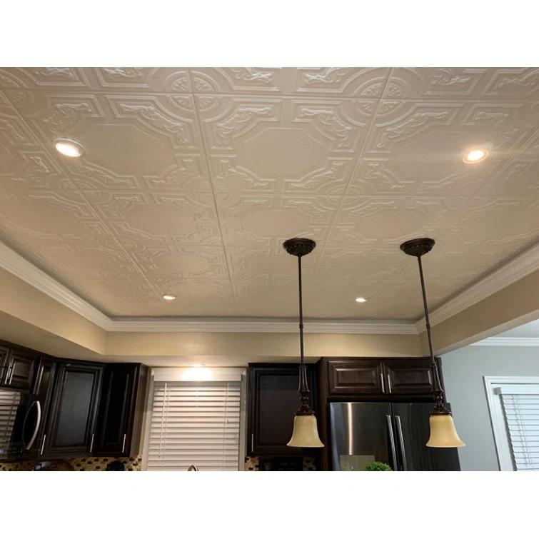 A La Maison Ceilings Evergreen 1.6 ft. x 1.6 ft. Polystyrene Glue-up Ceiling Tile (Set of 8)