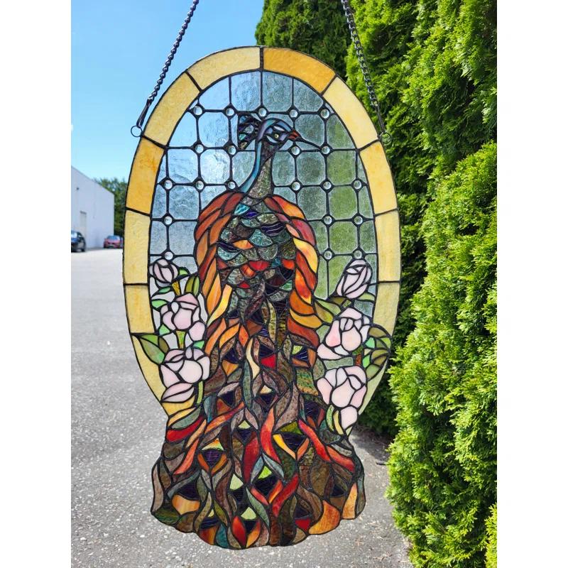 Fine Art Lighting Stained Glass Peacock Window Panel | Wayfair