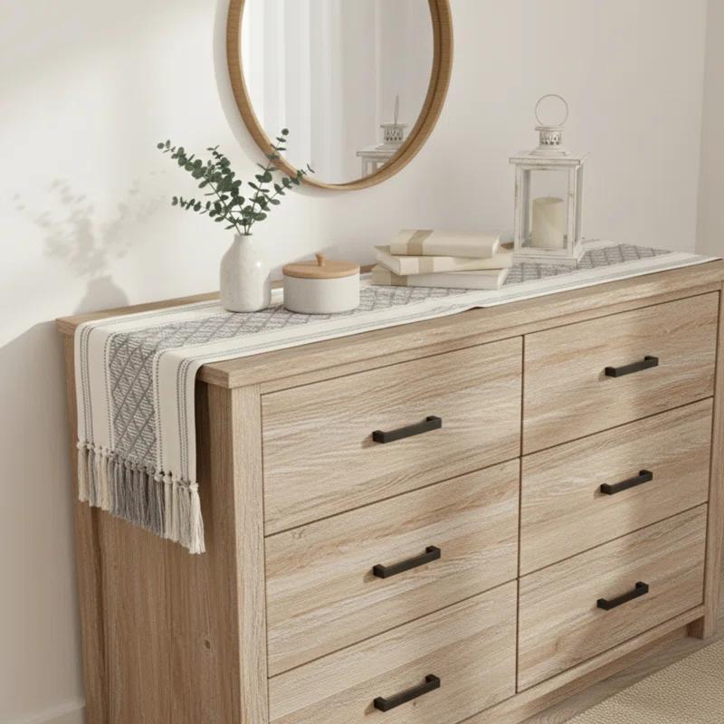 Oveesha Boho Cotton Woven Table Runner With Tassels