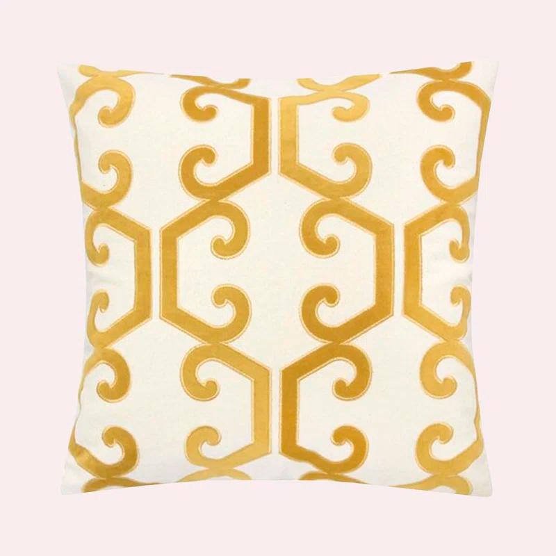 Homey Cozy  Applique Cotton Geometric Throw Pillow & Reviews | Wayfair