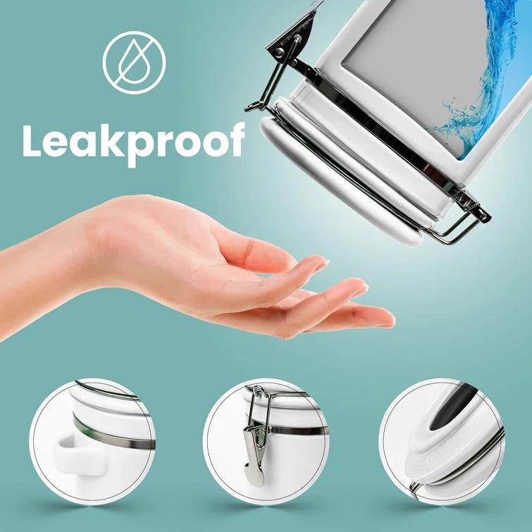 Home Intuition Home Intuition Ceramic Kitchen Canisters Set of 4 with Wooden Spoons Reusable Chalk Labels, Coffee, Tea (Red)