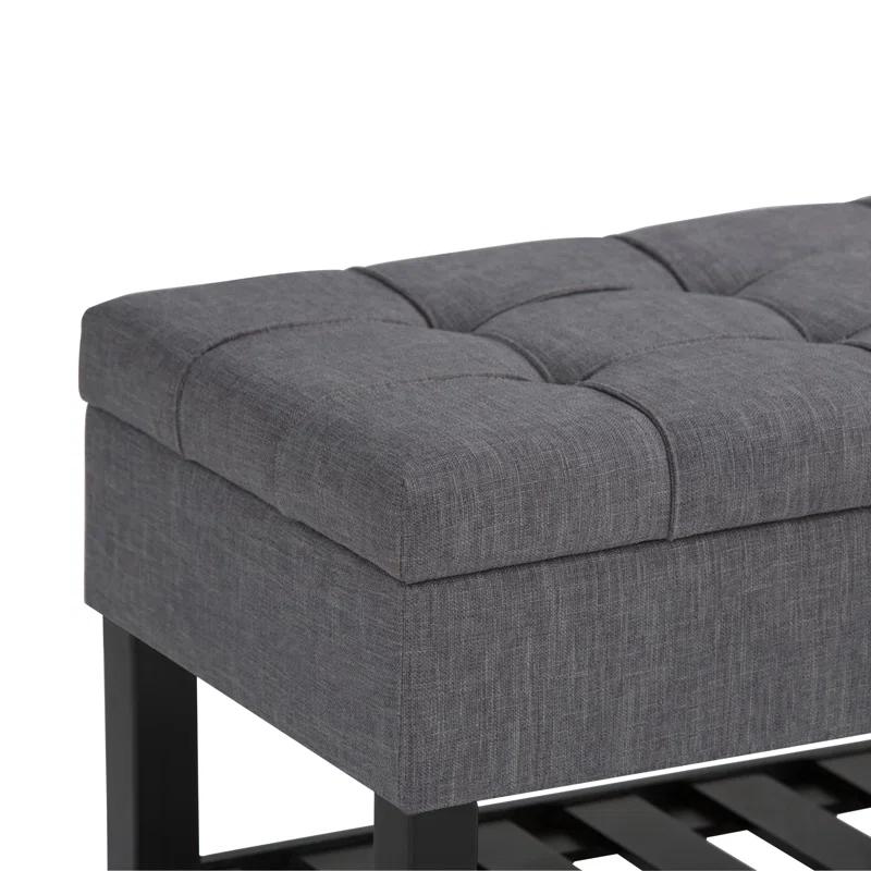 Simpli Home Saxon 43"W Tufted Transitional Storage Ottoman Bench with with Lift-Top Lid