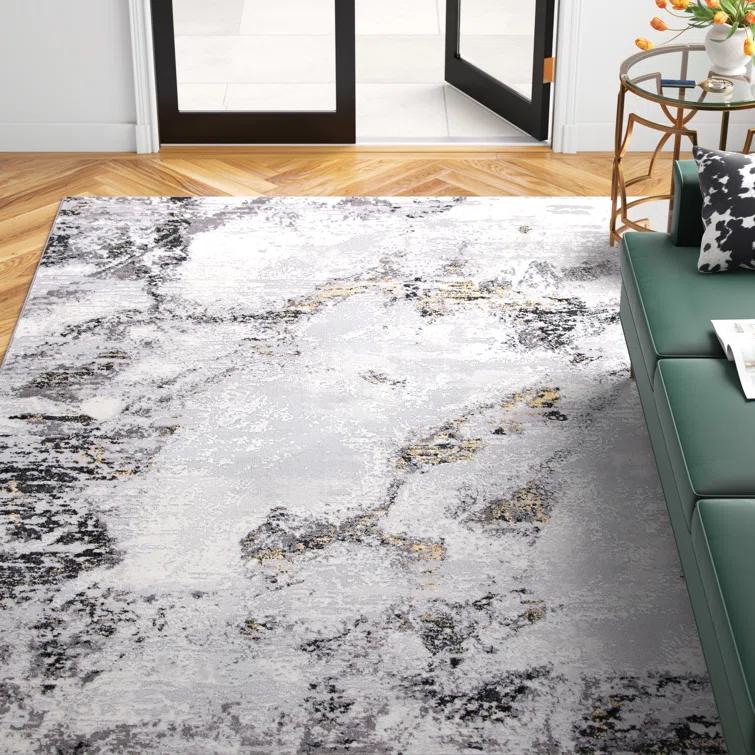 Willa Arlo™ Interiors Battaglia Gray/Gold/Black Area Rug