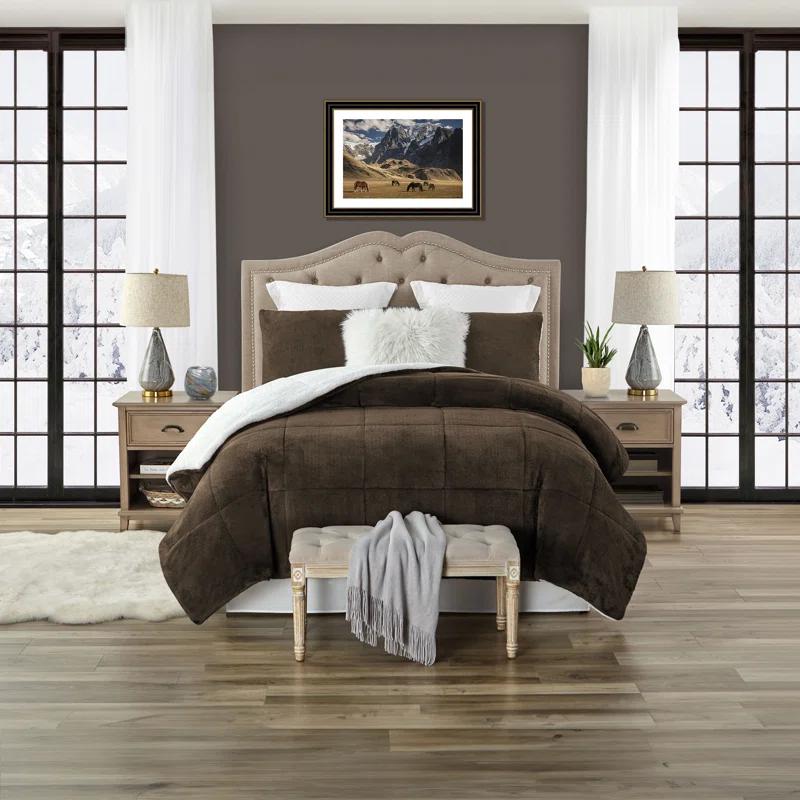 Swift Home Ultra Plush Reversible Faux Fur and Sherpa 3-Piece Comforter Set