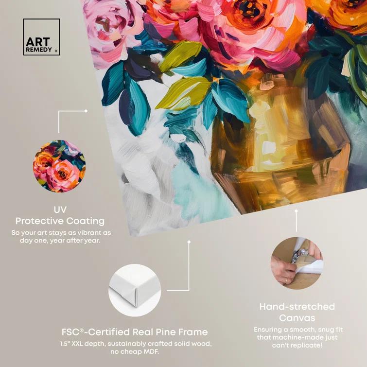Art Remedy Opalescent Canvas Bright Floral Vases by Art Remedy