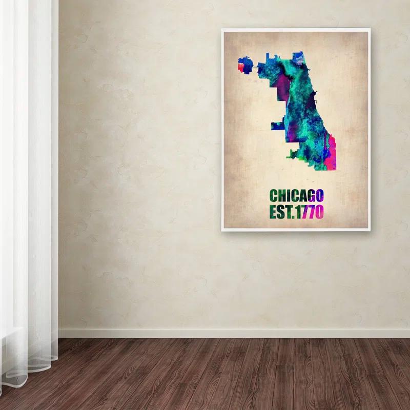 Trademark Fine Art Chicago " Chicago Watercolor Map " by Naxart