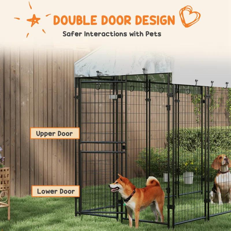 72'' H Galvanized Steel Yard Kennel With Door
