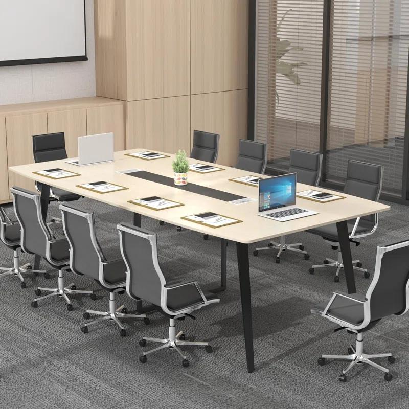 Jonti 8 ft Conference Table, 94.49" L X 47.24" W X 29.53" H Meeting Seminar Table With Grommet