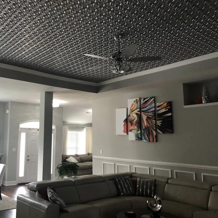 FromPlainToBeautifulInHours Gothic Reims 2 Ft. X 2 Ft. Drop-In Or Glue-Up PVC Ceiling Tile (Set of 10)