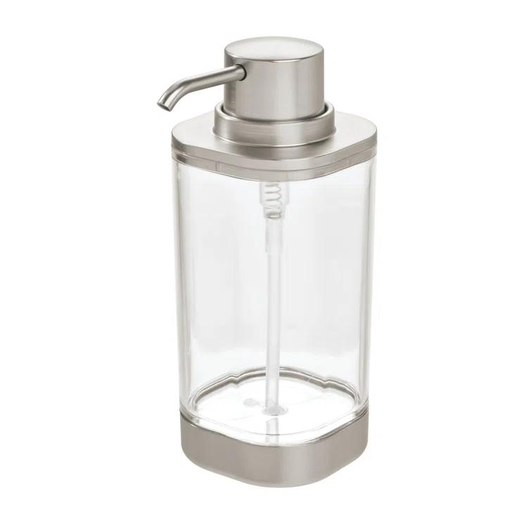 iDesign iDesign Hand Soap Dispenser - Refillable Liquid Soap Dispenser, Clear/Brushed Nickel