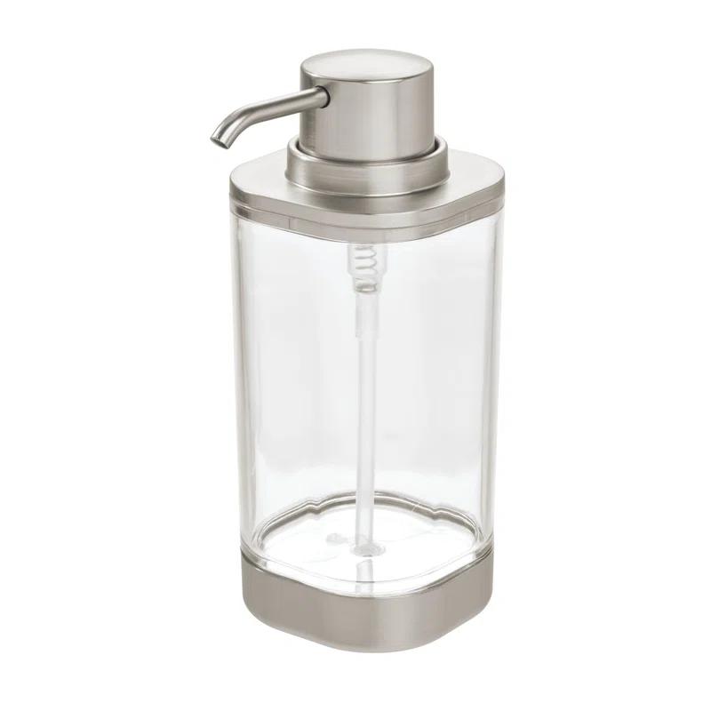 iDesign iDesign Hand Soap Dispenser - Refillable Liquid Soap Dispenser, Clear/Brushed Nickel