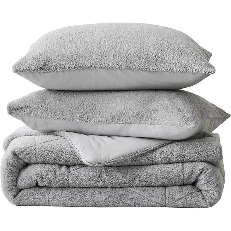 Chezmoi Collection Zane Sherpa Reversible Microfiber Comforter Set