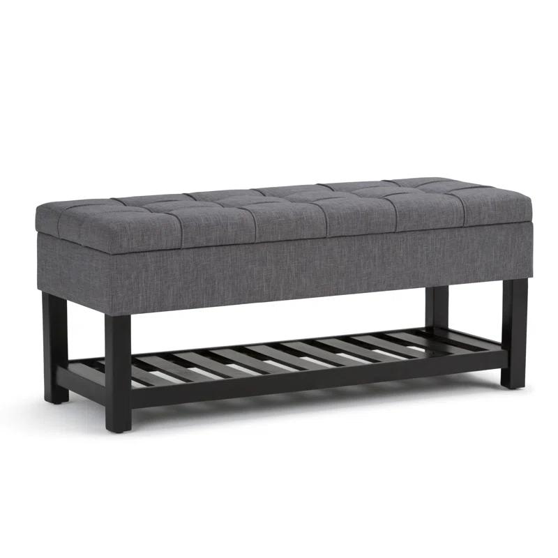 Simpli Home Saxon 43"W Tufted Transitional Storage Ottoman Bench with with Lift-Top Lid