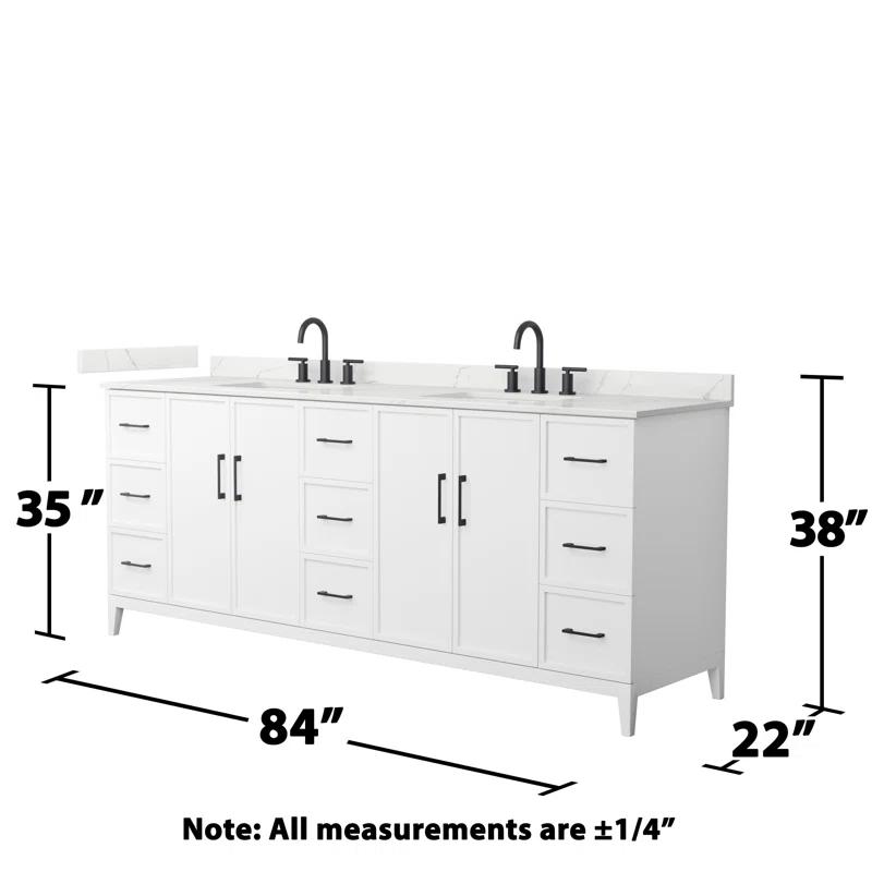 Wyndham Collection Elan 84'' Double Bathroom Vanity with Quartz Top