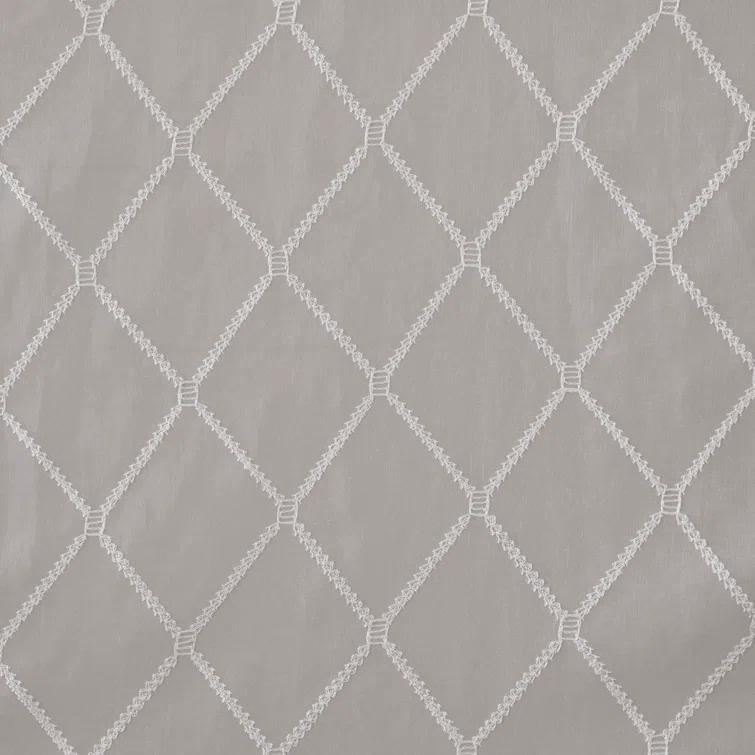 Madison Park Irina Diamond Sheer Embroidered Single Waterfall Valance