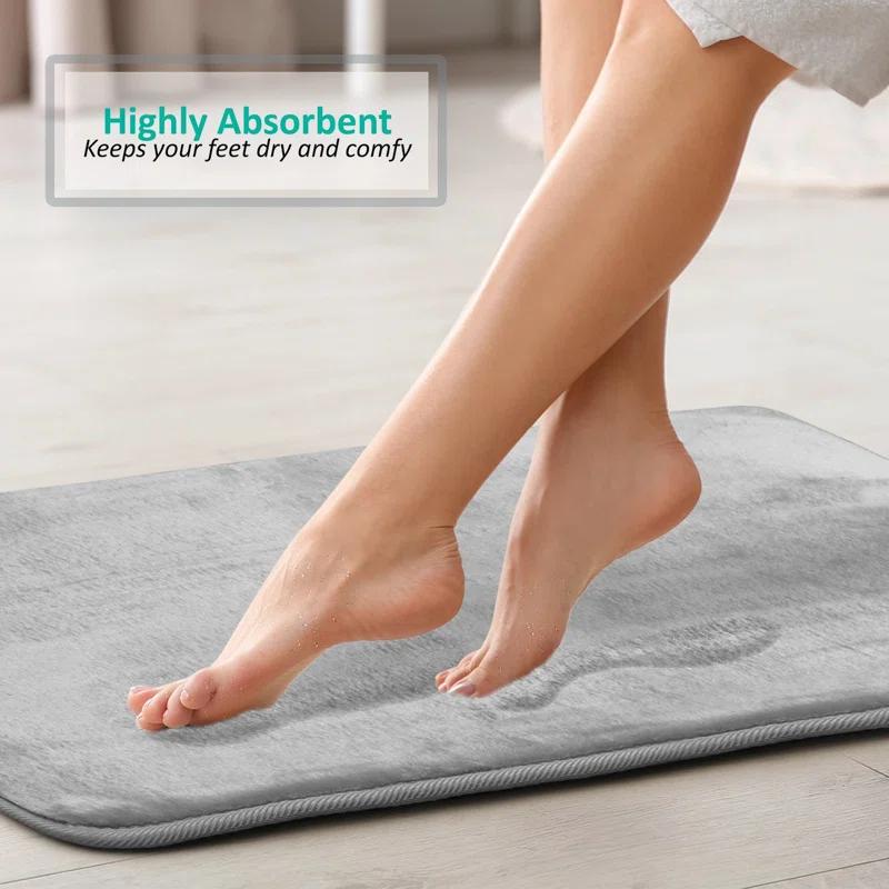 Clara Clark Ultra Soft and Absorbent Memory Foam Bath Rug Set with Non-Slip Backing