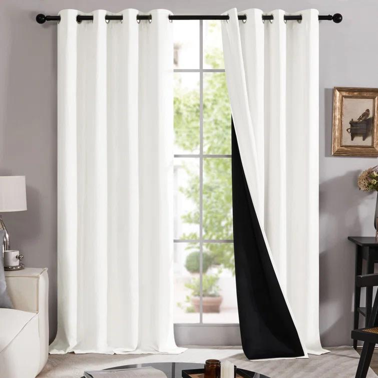 Deconovo Deconovo 100 Percent Blackout with Liner Grommet Curtain Panel Pair (Set of 2)
