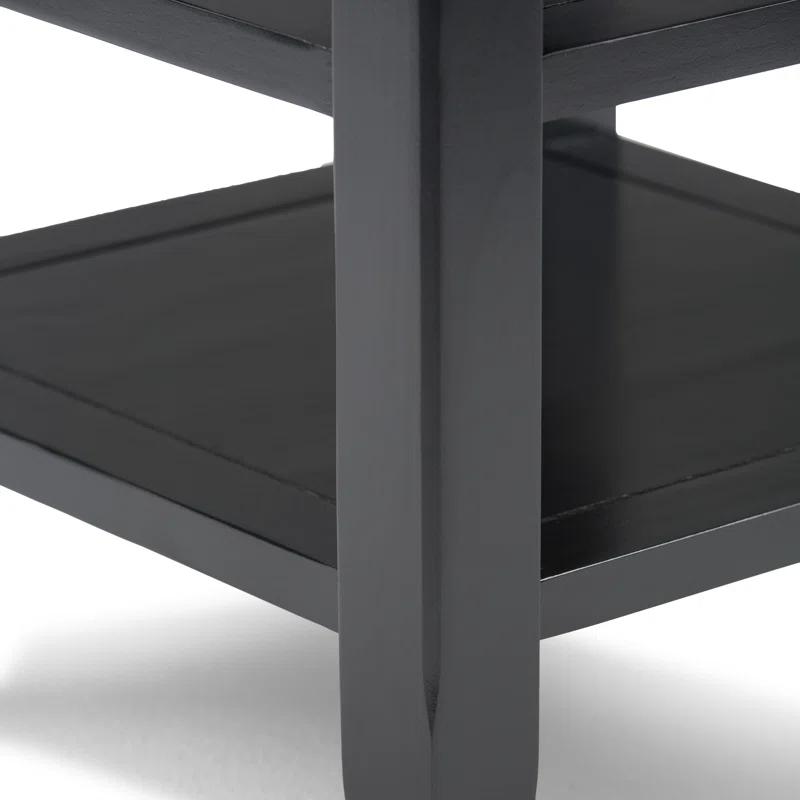 Simpli Home Acadian Solid Wood Transitional Table with Open Shelves