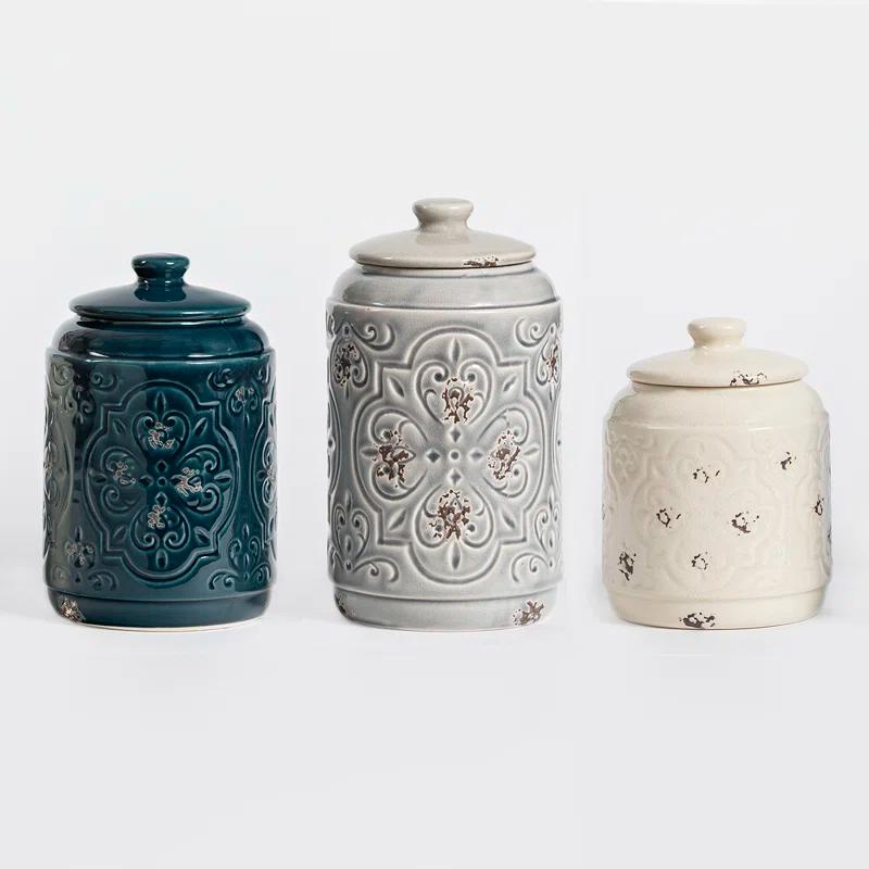 Drew DeRose Designs Ceramic / Porcelain Canister - Set of 3