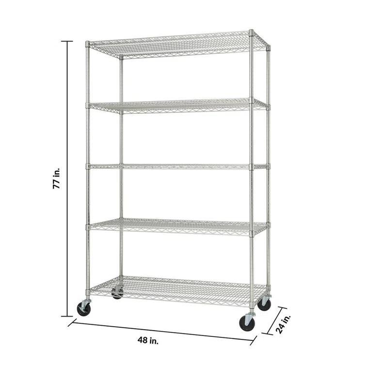 Trinity TRINITY EcoStorage 5-Tier NSF Steel Wire Shelving Unit w/ Wheels (48 in. W x 24 in. D)
