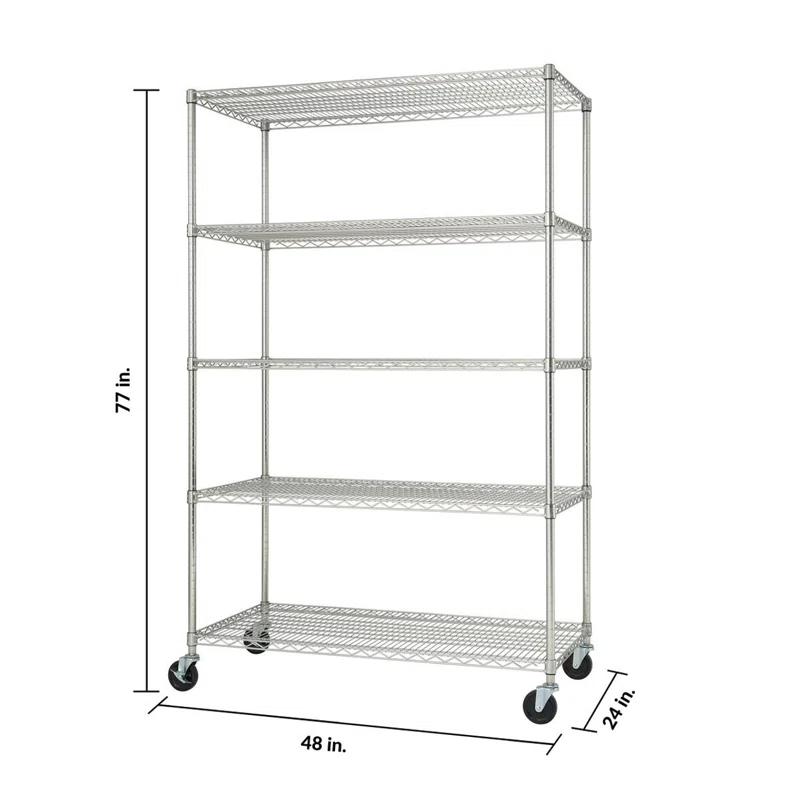 Trinity TRINITY EcoStorage 5-Tier NSF Steel Wire Shelving Unit w/ Wheels (48 in. W x 24 in. D)