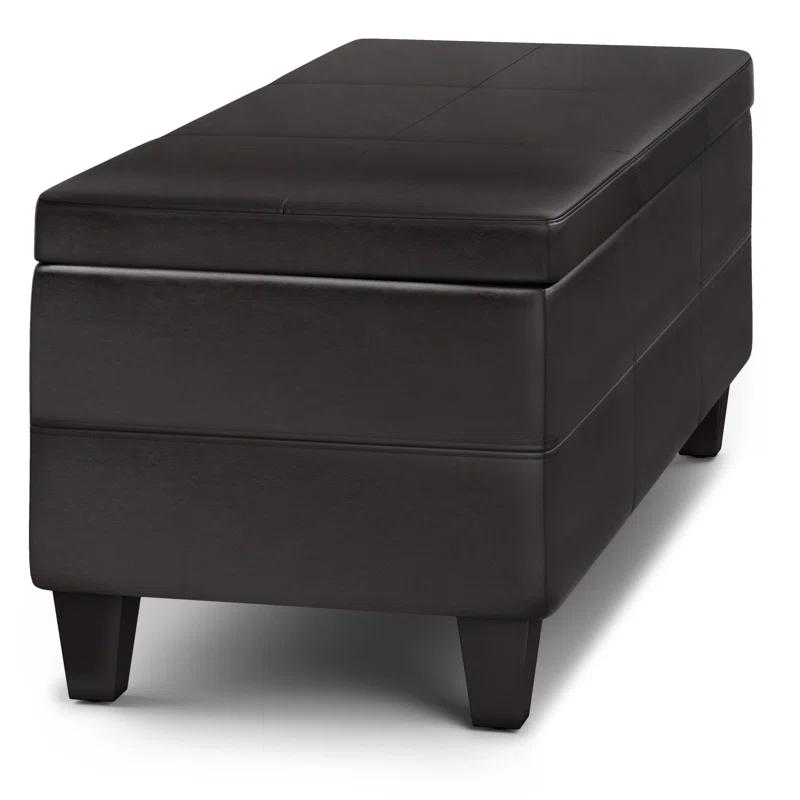 Simpli Home Avalon 44"W Upholstered Storage Ottoman with Lift-Top and Large Interior Storage