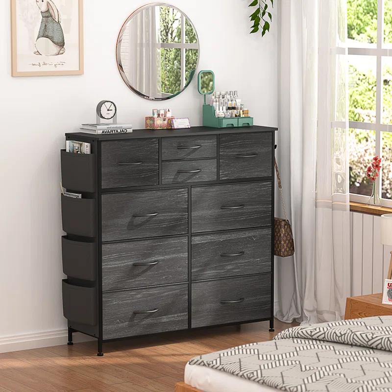 Sienna-Marie 10 - Drawer Dresser, Chest of Drawers for Bedroom with 4 Side Pockets and 2 Hooks
