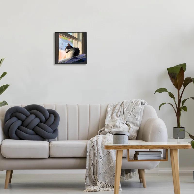 Stupell Industries " Warm Sunlit Cat Neighborhood Windowsill " by Emily Kalina Painting Print