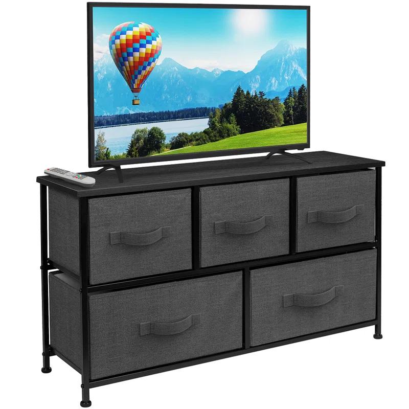 Sorbus Sorbus Dresser with 5 Drawers with Steel Frame, Wood Tops, and Fabric Bins