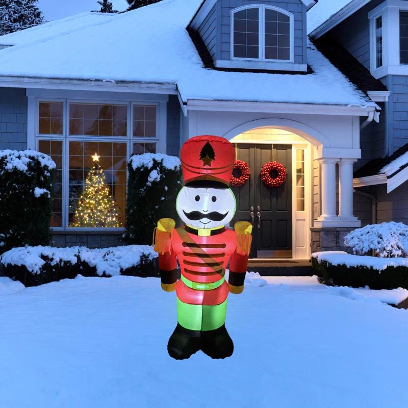 Northlight Seasonal LED Lighted Inflatable Soldier Nutcracker Outdoor Christmas Decoration - 4.25'
