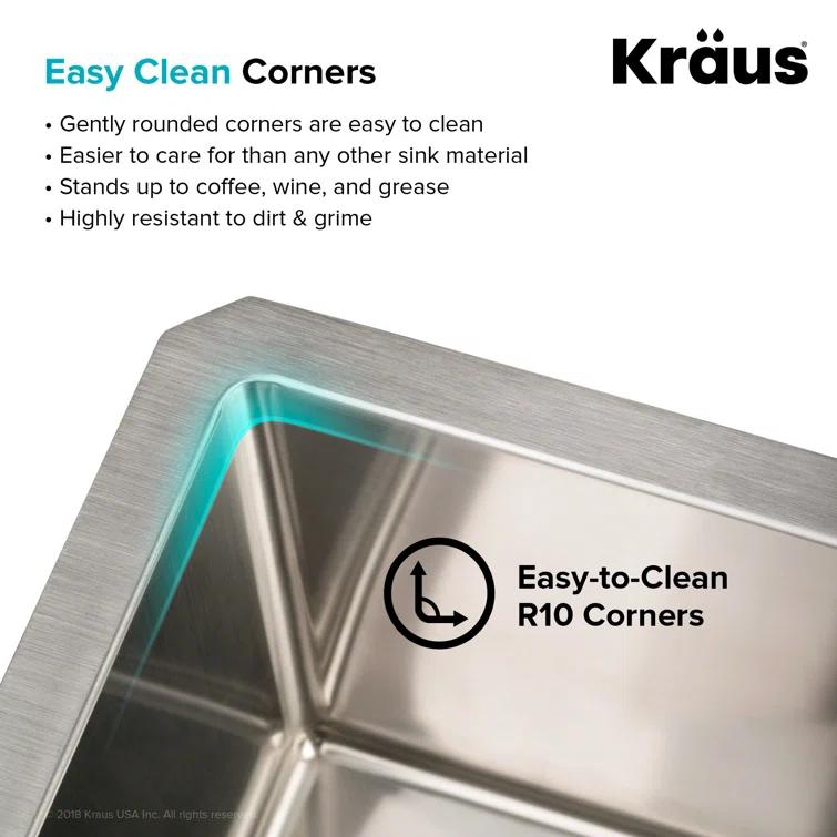 KRAUS Standart PRO™ Undermount 16 Gauge Stainless Steel Kitchen Sink
