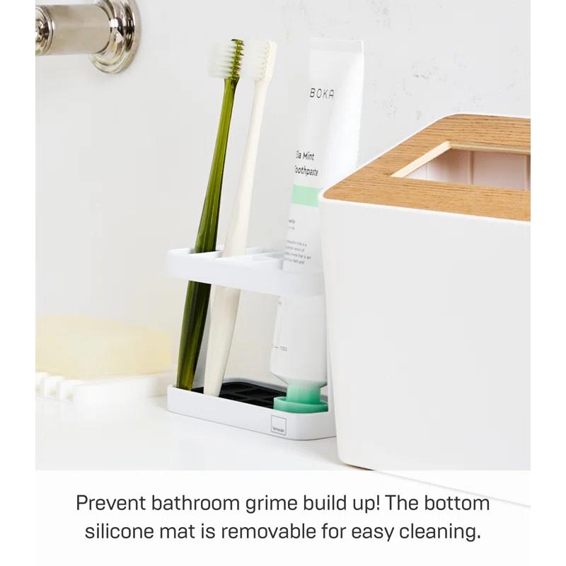 Yamazaki Home Tower Yamazaki Home Toothbrush And Toothpaste Holder For Bathroom Countertop, Steel, Water Resistant