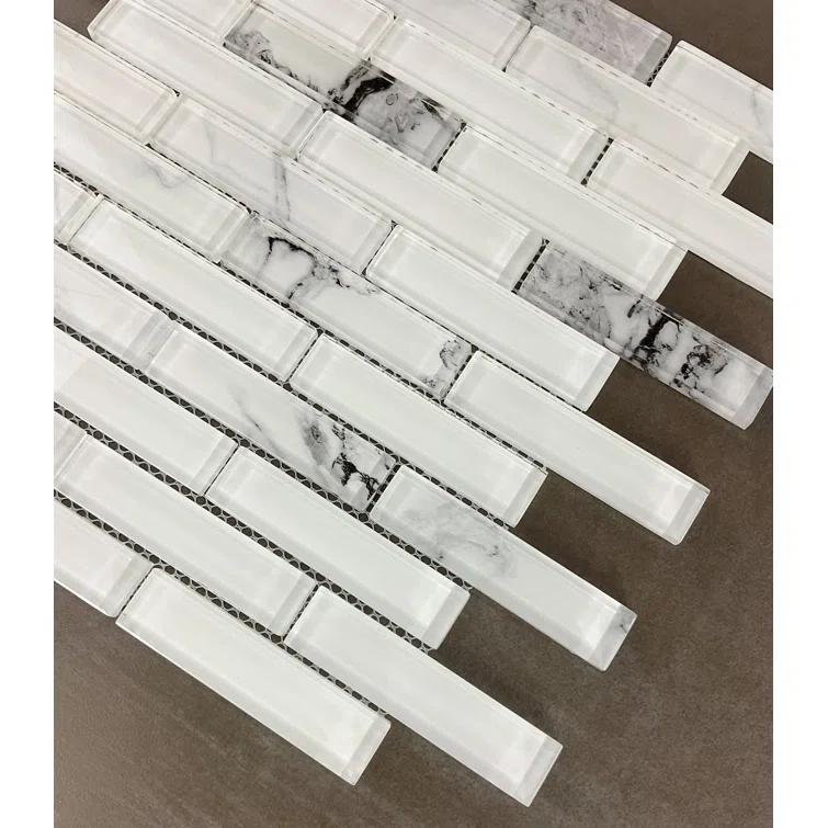 ES Stone Art Craft Brick Joint 1" x 4" Glass Mosaic Wall Tile (Set of 10)