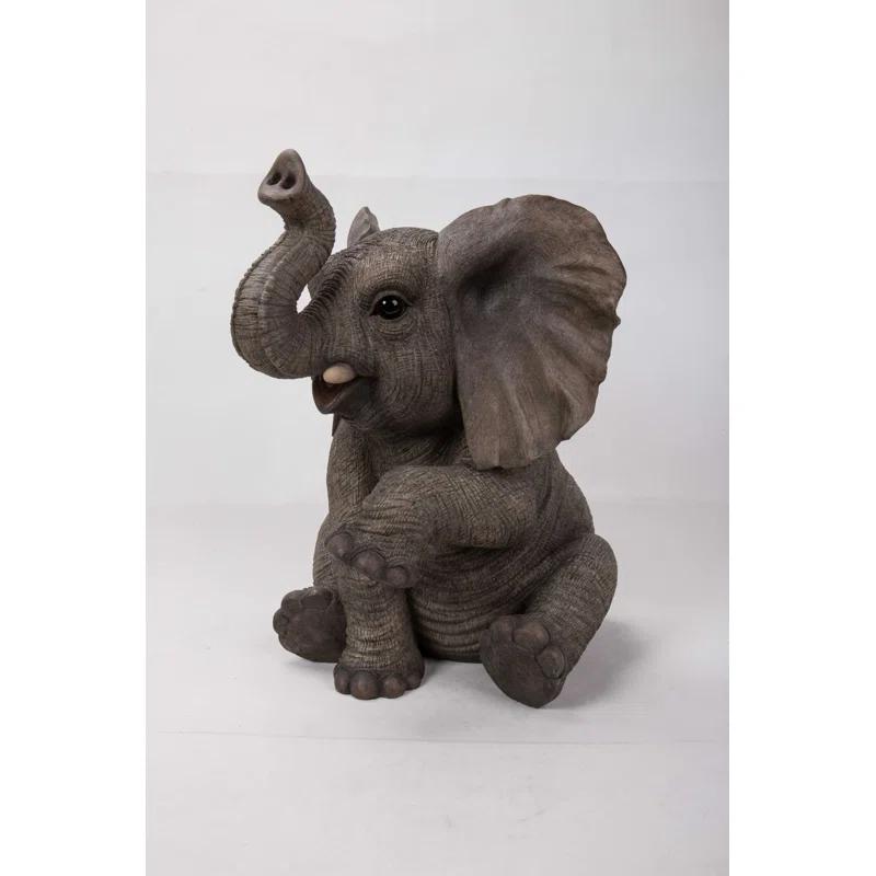 Hi-Line Gift Ltd. Sitting Elephant Baby with Trunk up Statue