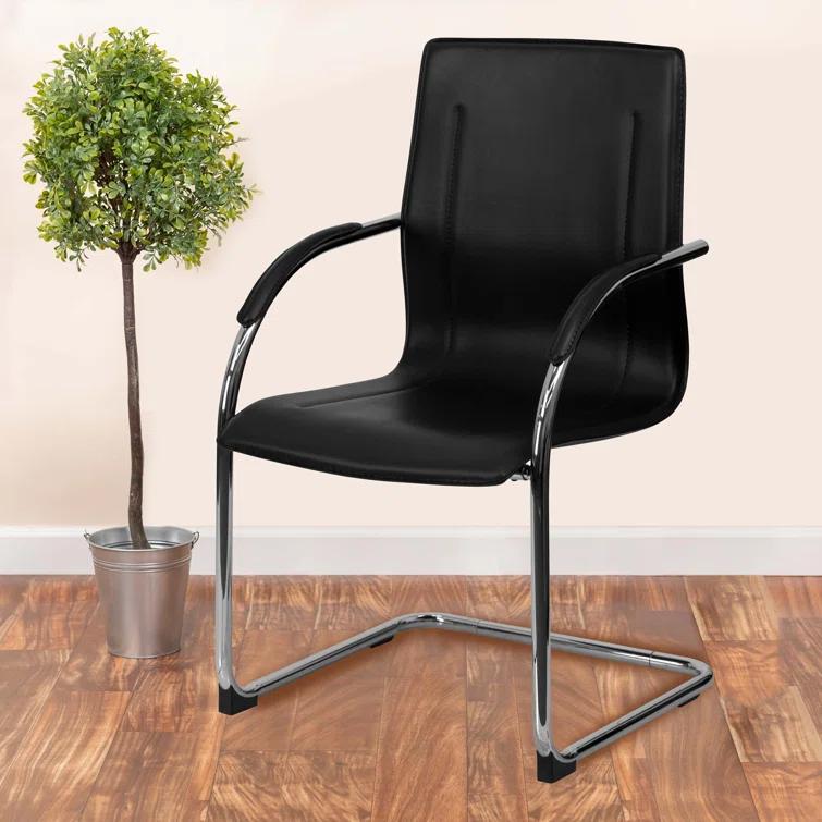 Flash Furniture Boynton Vinyl Side Reception Chair with Chrome Sled Base - Lobby and Guest Seating & Reviews | Wayfair
