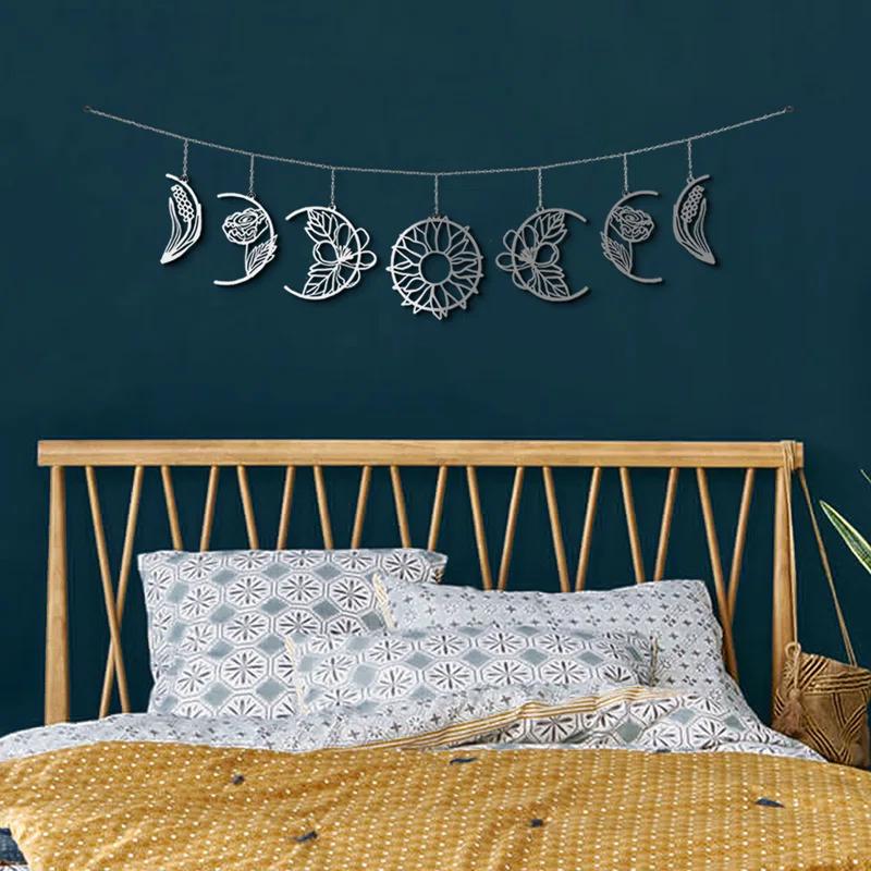 Floral Moon Phases Metal Wall Decor