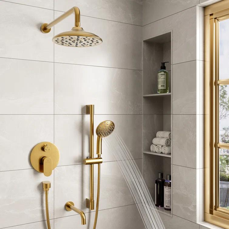 mondawe Calliope Wall Mounted 3 Function Retro Shower System with 3 Setting Handheld MD-A3815-BG3