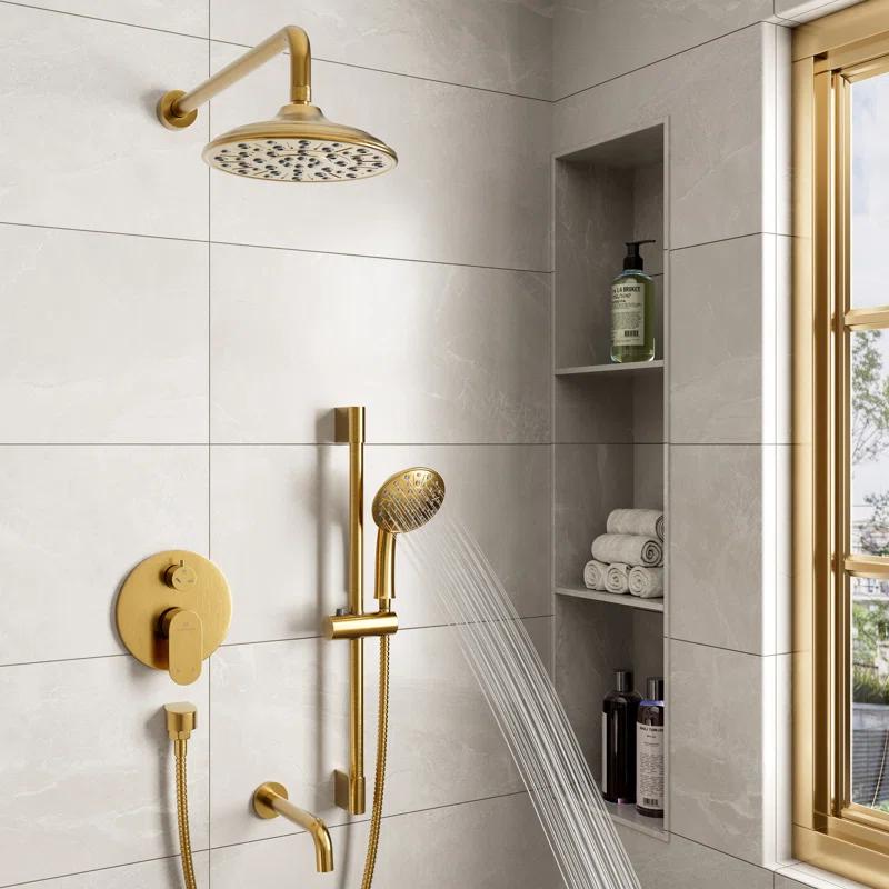 mondawe Calliope Wall Mounted 3 Function Retro Shower System with 3 Setting Handheld MD-A3815-BG3