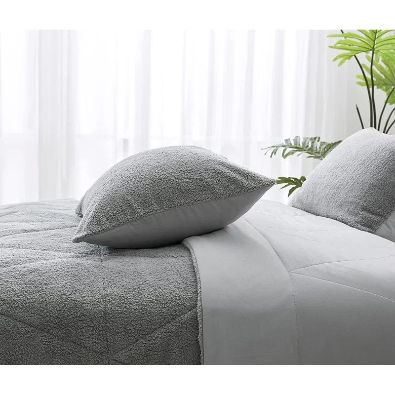 Chezmoi Collection Zane Sherpa Reversible Microfiber Comforter Set