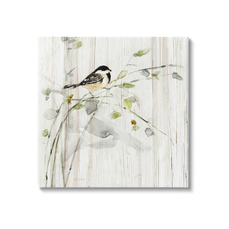 Stupell Industries Au-851-Canvas " Bird Perched Birch Pattern " by Danita Delimont Painting Print