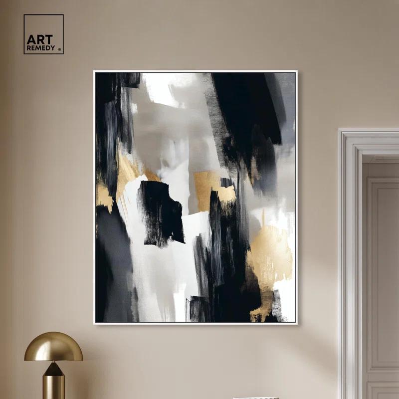 Art Remedy Lost Between Canvas Modern Black And White Abstract Art by Art Remedy