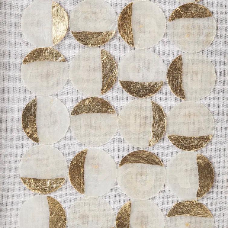 Mercury Row® Zeringue Emblem Natural Capiz with Gold Foil Shadowbox Wall Décor (Set of 2)