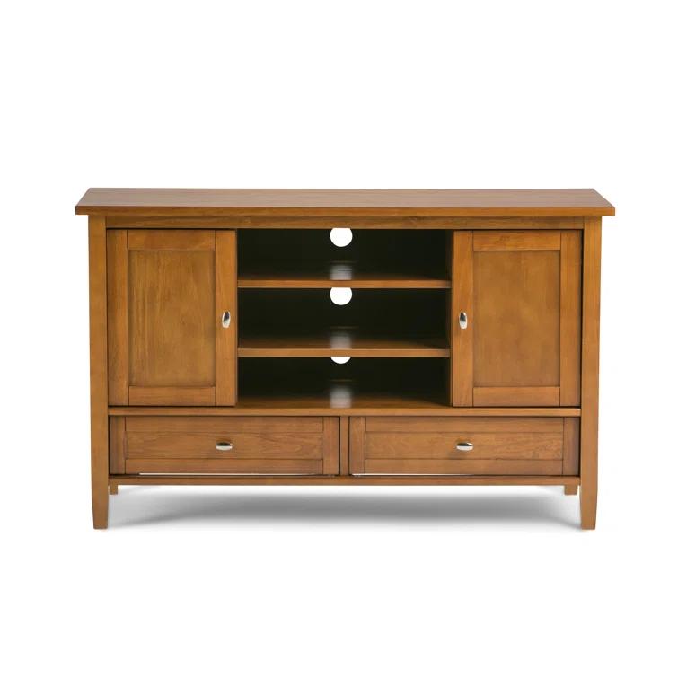 Simpli Home Warm Shaker 47"W Solid Wood TV Stand for TVs up to 55" with 2 Storage Cabinets and 2 Drawers