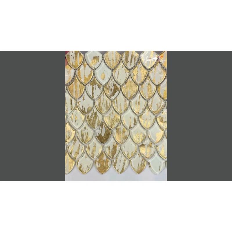 Apollo Tile Majeste 0.5" x 2" Glass Fish Scale Mosaic Wall & Floor Tile (Set of 10)