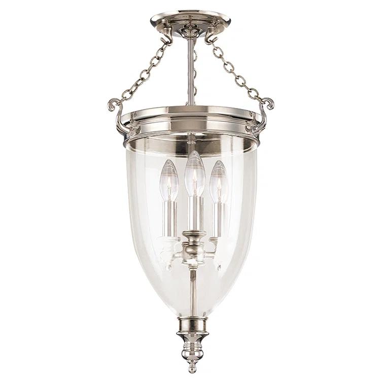 Regency Elegance 11" 3-Light Polished Nickel & Glass Jar Semi-Flush Mount