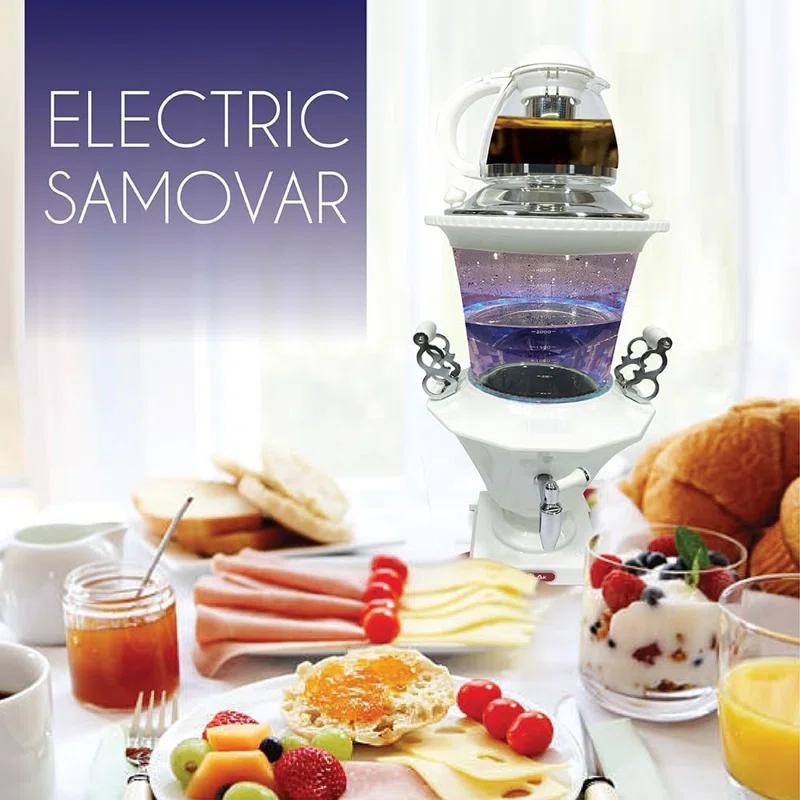 Ttak Houseware Ttak Houseware Electric Glass Samovar - Tea Maker Water Auto Shut Off Kettle Modern Design Overheat Boil-Dry Protection LED Temperature Glass Teapot