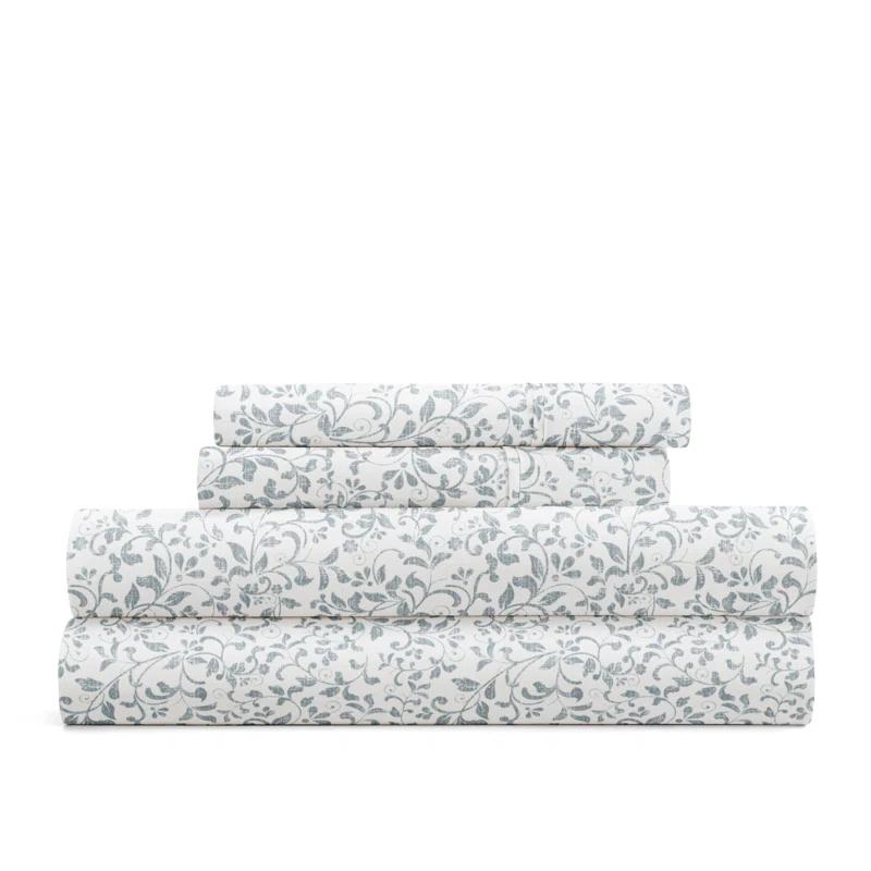 IEnjoy Home 4 Piece Sheet Set Patterned Microfiber Ultra Soft Bedding in Floral Dream