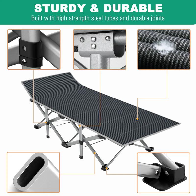 Himimi Portable Folding Camping Cot Sleeping Cot with Carry Bag and Mattress for Travel, Camping, Outdoor